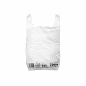 Bolsa camiseta reciclada 70% blanca 30x40 cm reutilizable 1 kg paquete de 90 unidades - 10020414