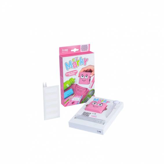 Sello marcador de ropa marky infantil rosa incluye tinta kit de etiquetas y cinta termoadhesiva - 166668