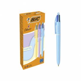 Boligrafo bic cuatro colores pastel punta de 1 mm caja de 12 unidades colores surtidos - 517320