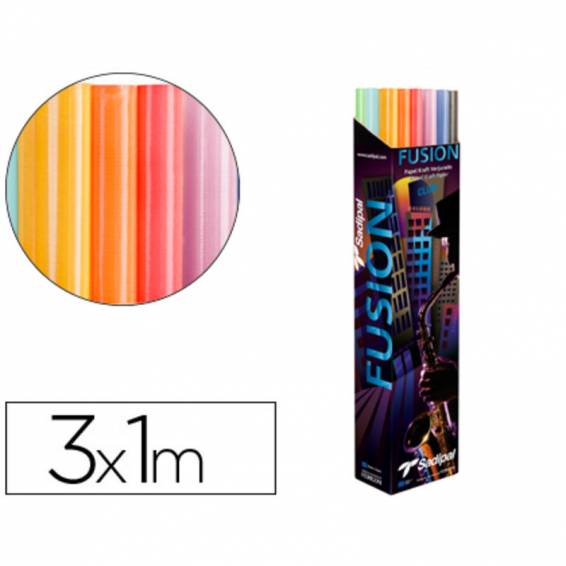 Papel kraft fusion 1x3 mt expositor 24 rollos colores surtidos