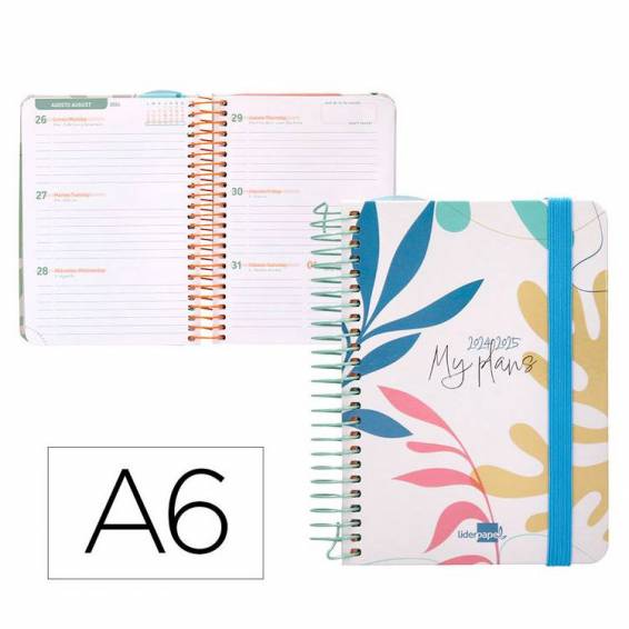 Agenda escolar liderpapel año 24 - 25 curso classic my plans colors semana vista a6 - LP482