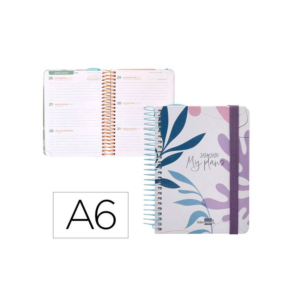 Agenda escolar liderpapel año 24 - 25 curso classic my plans blue semana vista a6 - LP484