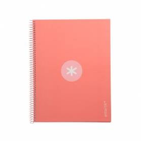 Cuaderno espiral liderpapel a4 micro antartik tapa forrada80h 90 gr horizontal 1 banda 4 taladros color rosa claro