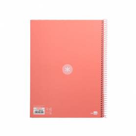 Cuaderno espiral liderpapel a4 micro antartik tapa forrada80h 90 gr horizontal 1 banda 4 taladros color rosa claro