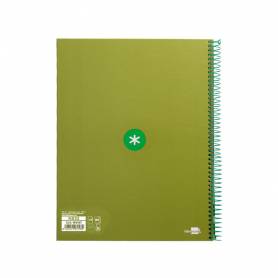 Cuaderno espiral liderpapel a4 micro antartik tapa forrada80h 90 gr horizontal 1 banda 4 taladros color verde