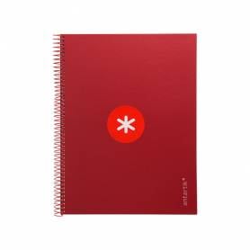 Cuaderno espiral liderpapel a4 micro antartik tapa forrada 80h 90 gr cuadro 5mm 1 banda 4 taladros frambuesa