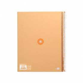 Cuaderno espiral liderpapel a4 micro antartik tapa forrada 80h 90 gr cuadro 5mm 1 banda 4 taladros color peach