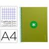 Cuaderno espiral liderpapel a4 micro antartik tapa forrada 80h 90 gr cuadro 5mm 1 banda 4 taladros verde