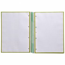 Cuaderno espiral liderpapel a4 micro antartik tapa forrada 80h 90 gr cuadro 5mm 1 banda 4 taladros verde