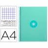 Cuaderno espiral liderpapel a4 micro antartik tapa forrada 80h 90 gr cuadro 5mm 1 banda 4 taladros menta