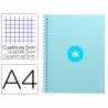 Cuaderno espiral liderpapel a4 micro antartik tapa forrada 80h 90 gr cuadro 5mm 1 banda 4 taladros celeste