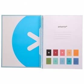 Cuaderno espiral liderpapel a4 micro antartik tapa forrada 80h 90 gr cuadro 5mm 1 banda 4 taladros celeste