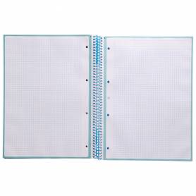 Cuaderno espiral liderpapel a4 micro antartik tapa forrada 80h 90 gr cuadro 5mm 1 banda 4 taladros celeste