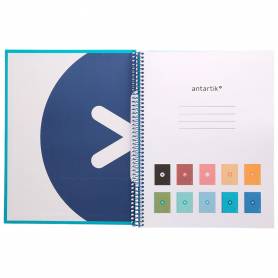 Cuaderno espiral liderpapel a4 micro antartik tapa forrada 80h 90 gr cuadro 5mm 1 banda 4 taladros turquesa