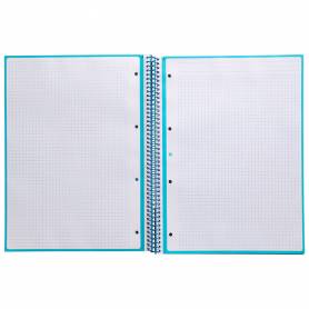 Cuaderno espiral liderpapel a4 micro antartik tapa forrada 80h 90 gr cuadro 5mm 1 banda 4 taladros turquesa