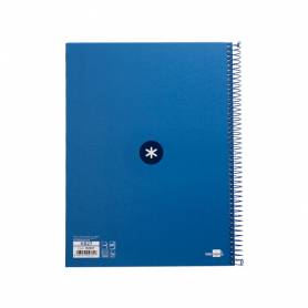 Cuaderno espiral liderpapel a4 micro antartik tapa forrada 80h 90 gr cuadro 5mm 1 banda 4 taladros azul oscuro