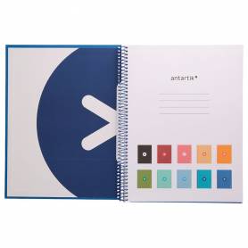 Cuaderno espiral liderpapel a4 micro antartik tapa forrada 80h 90 gr cuadro 5mm 1 banda 4 taladros azul oscuro