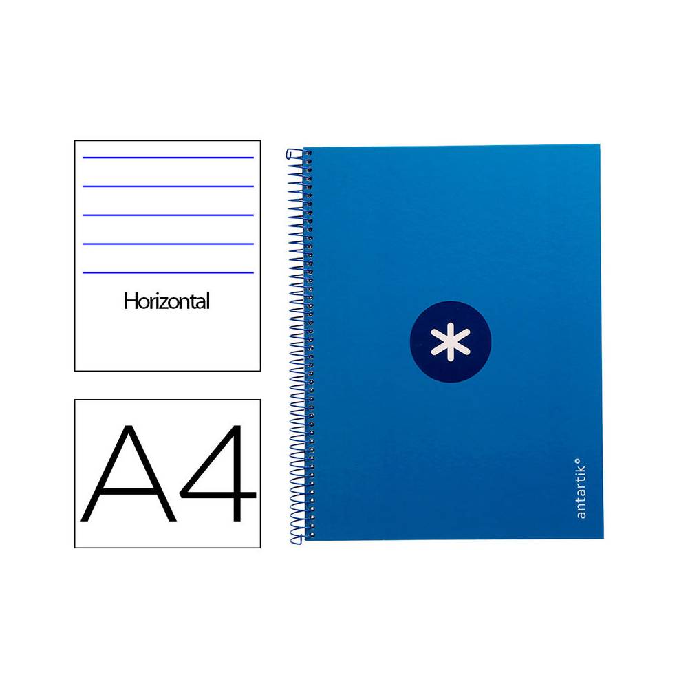 Cuaderno espiral liderpapel a4 micro antartik tapa forrada80h 90 gr horizontal 1 banda 4 taladros color azul oscuro