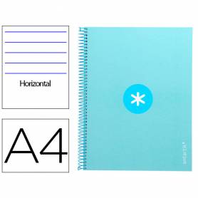 Cuaderno espiral liderpapel a4 micro antartik tapa forrada80h 90 gr horizontal 1 banda 4 taladros color celeste