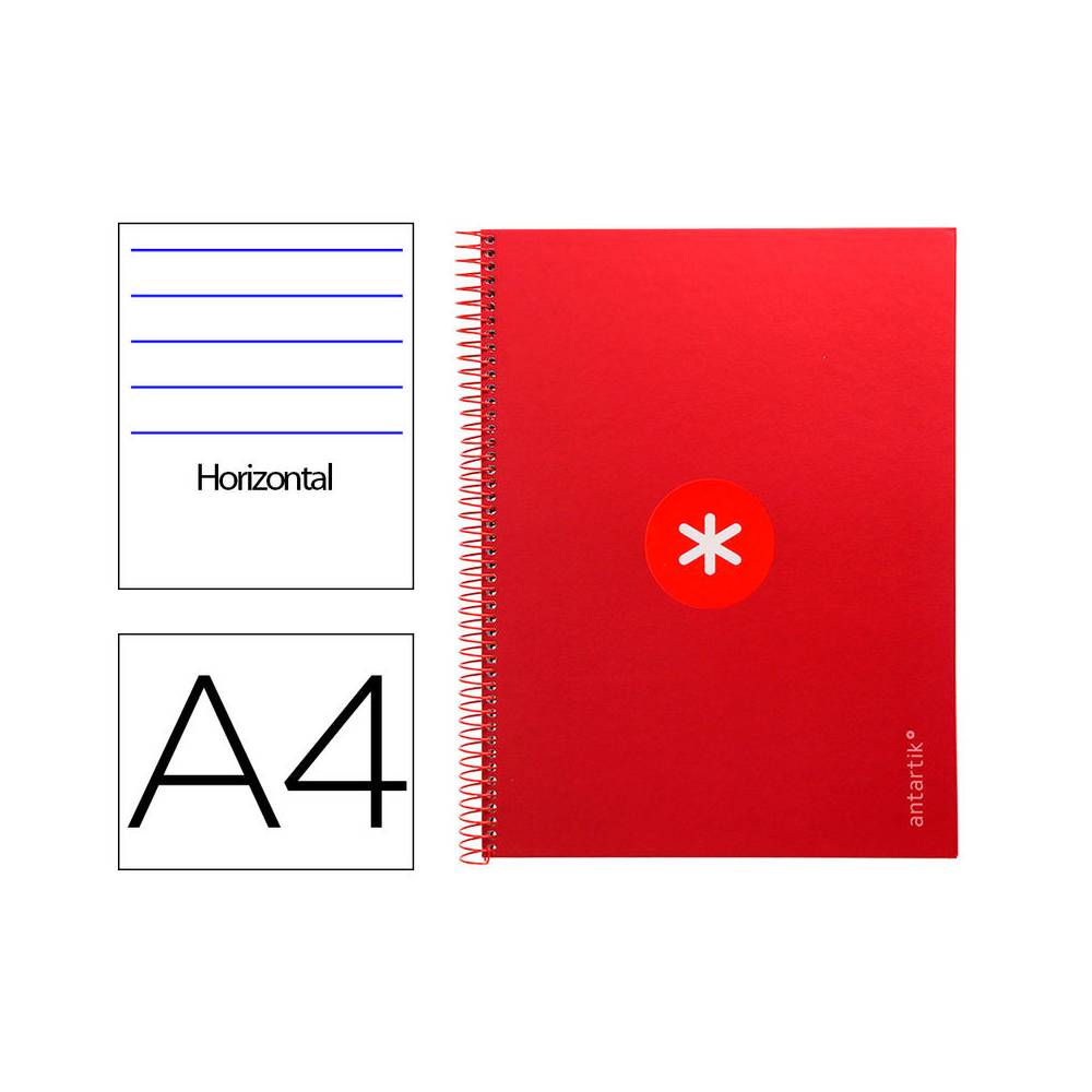 Cuaderno espiral liderpapel a4 micro antartik tapa forrada80h 90 gr horizontal 1 banda 4 taladros color frambuesa