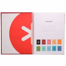 Cuaderno espiral liderpapel a4 micro antartik tapa forrada80h 90 gr horizontal 1 banda 4 taladros color frambuesa