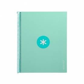 Cuaderno espiral liderpapel a4 micro antartik tapa forrada80h 90 gr horizontal 1 banda 4 taladros color menta