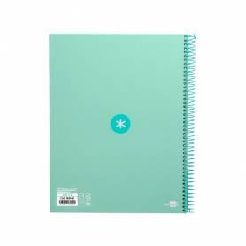 Cuaderno espiral liderpapel a4 micro antartik tapa forrada80h 90 gr horizontal 1 banda 4 taladros color menta