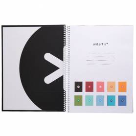 Cuaderno espiral liderpapel a4 micro antartik tapa forrada80h 90 gr horizontal 1 banda 4 taladros color negro