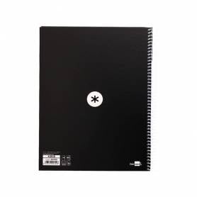 Cuaderno espiral liderpapel a4 micro antartik tapa forrada 80h 90 gr cuadro 5mm 1 banda 4 taladros negro