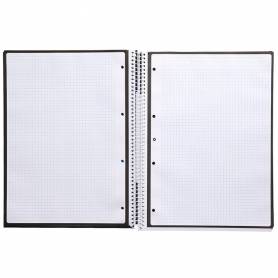 Cuaderno espiral liderpapel a4 micro antartik tapa forrada 80h 90 gr cuadro 5mm 1 banda 4 taladros negro