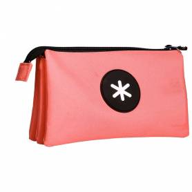 Bolso escolar portatodo antartik triple cremallera color coral 220x30x120 mm