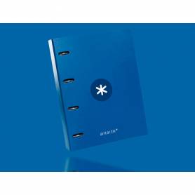 Carpeta con recambio liderpapel antartik a4 cuadro 5mm forrada 4 anillas 25mm redondas color azul marino