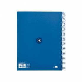 Cuaderno espiral liderpapel a4 micro antartik tapa forrada120h 100 gr cuadro 5mm 5 banda4 taladros color azul marino