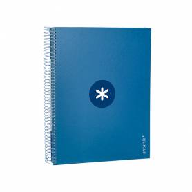 Cuaderno espiral liderpapel a4 micro antartik tapa forrada120h 100 gr cuadro 5mm 5 banda4 taladros color azul marino