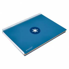 Cuaderno espiral liderpapel a4 micro antartik tapa forrada120h 100 gr cuadro 5mm 5 banda4 taladros color azul marino