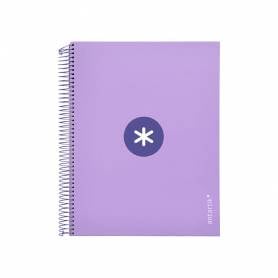 Cuaderno espiral liderpapel a4 micro antartik tapa forrada 120h 100 gr horizontal 5 banda4 taladros color lavanda