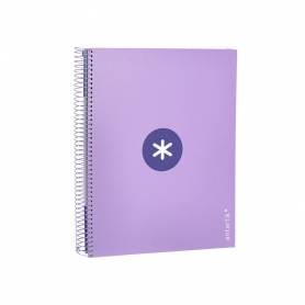 Cuaderno espiral liderpapel a4 micro antartik tapa forrada 120h 100 gr horizontal 5 banda4 taladros color lavanda