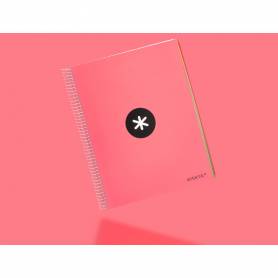 Cuaderno espiral liderpapel a4 micro antartik tapa forrada 120h 100 gr liso 5 bandas 4 taladros color coral