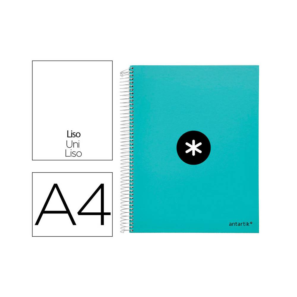 Cuaderno espiral liderpapel a4 micro antartik tapa forrada 120h 100 gr liso 5 bandas 4 taladros color menta