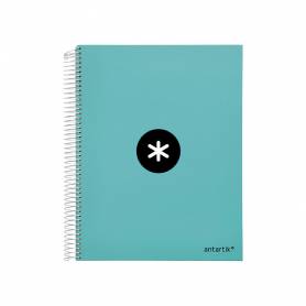 Cuaderno espiral liderpapel a4 micro antartik tapa forrada 120h 100 gr liso 5 bandas 4 taladros color menta