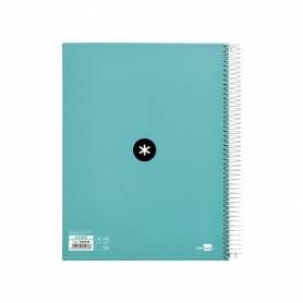 Cuaderno espiral liderpapel a4 micro antartik tapa forrada 120h 100 gr liso 5 bandas 4 taladros color menta