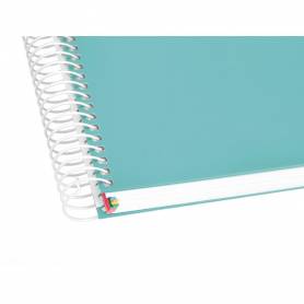 Cuaderno espiral liderpapel a4 micro antartik tapa forrada 120h 100 gr liso 5 bandas 4 taladros color menta