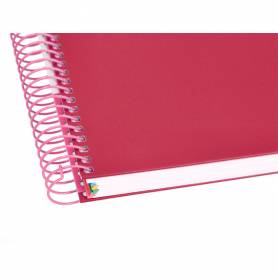 Cuaderno espiral liderpapel a4 micro antartik tapa forrada120h 100 gr cuadro 5mm 5 banda4 taladros color frambuesa