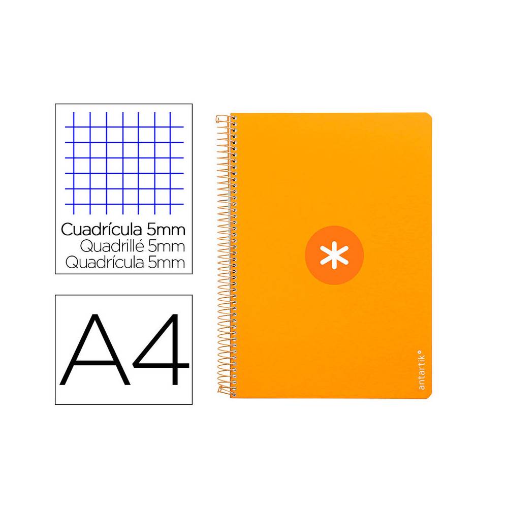 Cuaderno espiral liderpapel a4 micro antartik tapa dura 80h 100gr cuadro 5mm sin banda4 taladros color mostaza