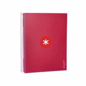 Cuaderno espiral liderpapel a4 micro antartik tapa forrada120h 100 gr horizontal 5 banda4 taladros color frambuesa