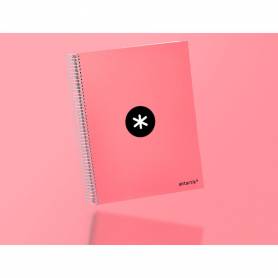 Cuaderno espiral liderpapel a4 micro antartik tapa forrada 120h 100 gr horizontal 5 banda4 taladors color coral