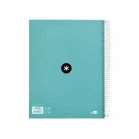 Cuaderno espiral liderpapel a4 micro antartik tapa forrada 120h 100 gr horizontal 5 banda4 taladores color menta