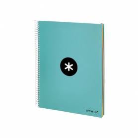 Cuaderno espiral liderpapel a4 micro antartik tapa forrada 120h 100 gr horizontal 5 banda4 taladores color menta