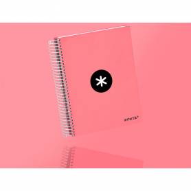 Cuaderno espiral liderpapel a5 micro antartik tapa forrada120h 100 gr horizontal 5 banda6 taladros color coral