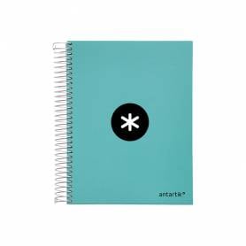 Cuaderno espiral liderpapel a5 micro antartik tapa forrada120h 100 gr horizontal 5 banda6 taladros color menta